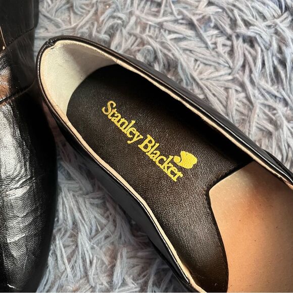 Stanley Blacker Men’s Patent Leather Black Slippers Size 9 - Picture 3 of 6